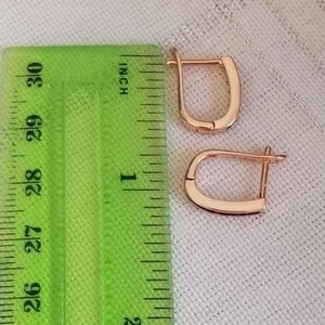 14K Gold Plated Round and Emerald Huggie Earrings With Genuine Crystals